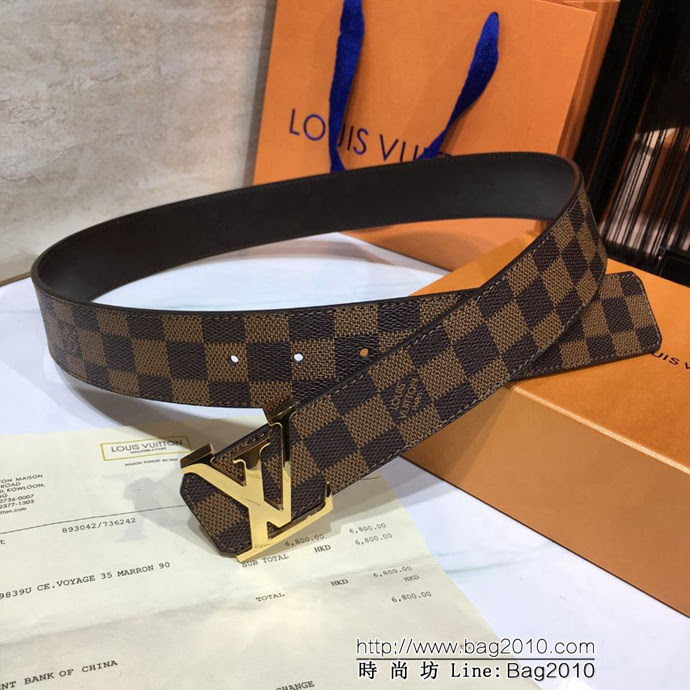 路易威登 經典款 LV INITIALES DAMIER腰帶 休閒百搭 男士皮帶  xfp1113